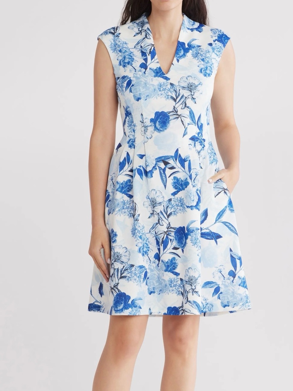 Vince Camuto Floral scuba Knit Fit & Flare Mini Dress - size 12